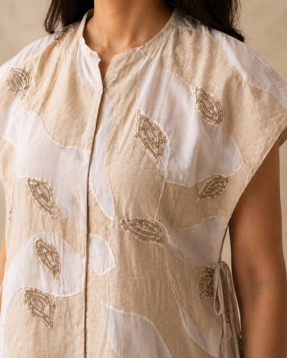 Ivory Organza Cape Co-Ord Set | Crepe Inner & Pants