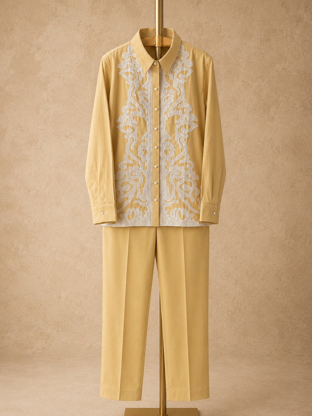 Yellow Embroidered cotton Co-ords set